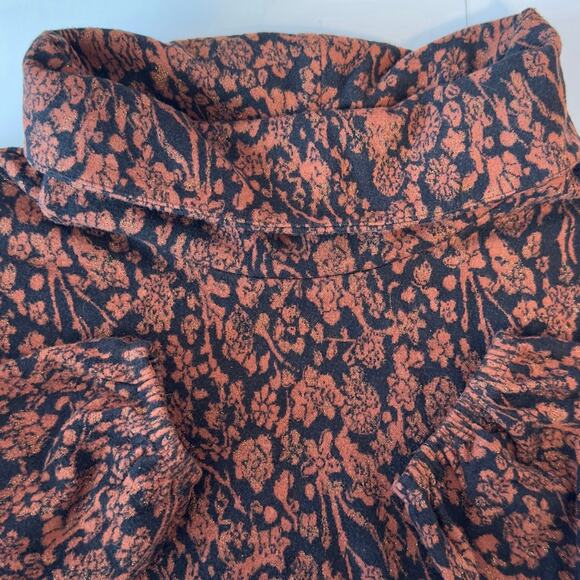 Soft Surroundings Collared Long Sleeve Metallic Floral Midi Dress Size XL Fall - Picture 4 of 9